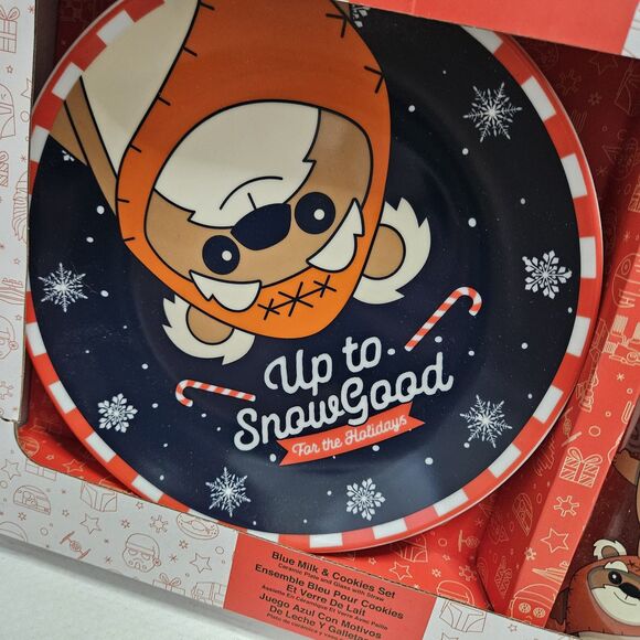 NEW Disney Star Wars Ewok 2pc Porcelain Milk and Cookies Christmas Santa Set NIB - Picture 3 of 6